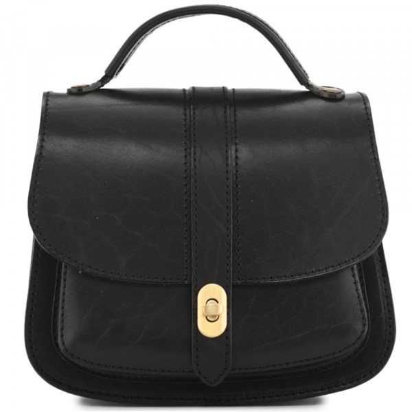 Кожаная сумка ручной работы "Париж" - с ручкой (черный). фото 1