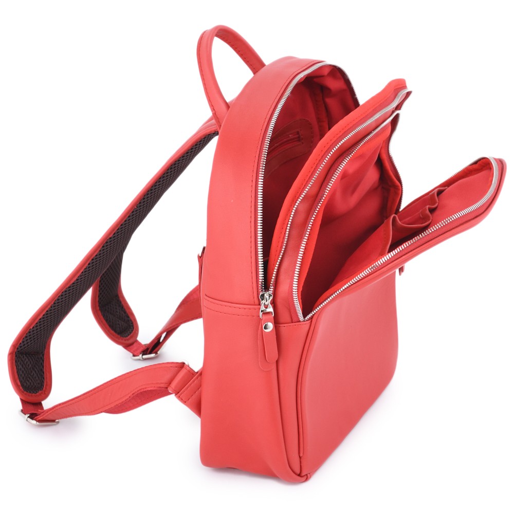 Кожаный рюкзак "Рамона" (красный)