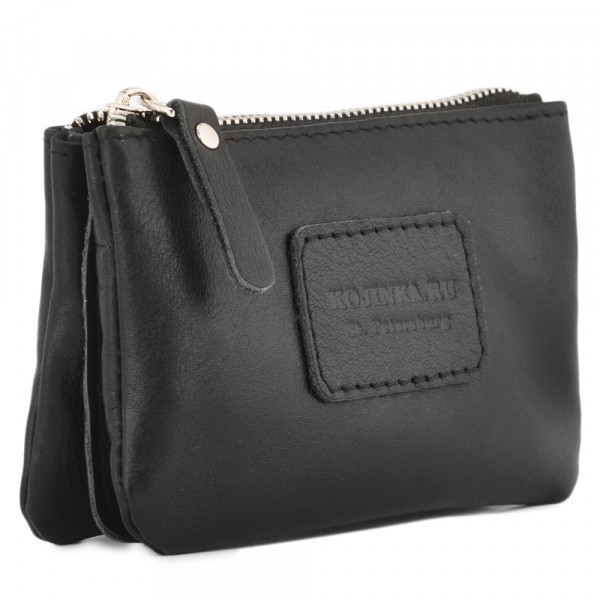 Кожаный кошелек "Солярис" (черный). фото 1