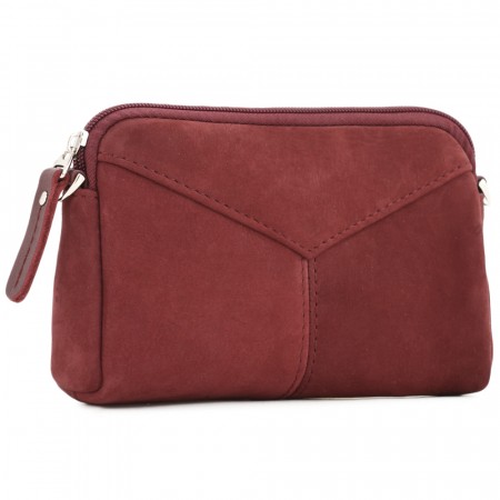  Кожаный клатч "Марта" (нубук вишня)