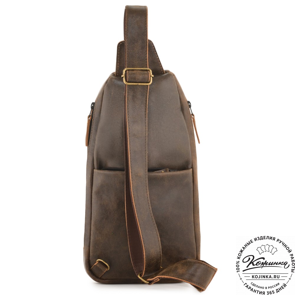 Кожаная сумка на грудь "Вульф" (коричневая наппа)