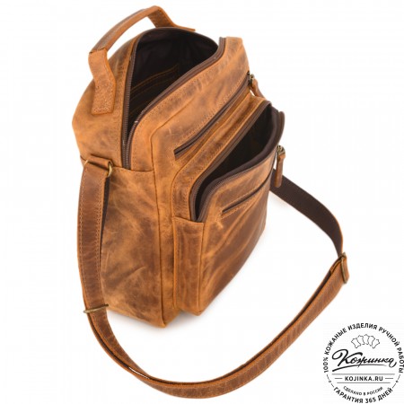 Кожаная сумка "Гектор" (рыжая крейзи)