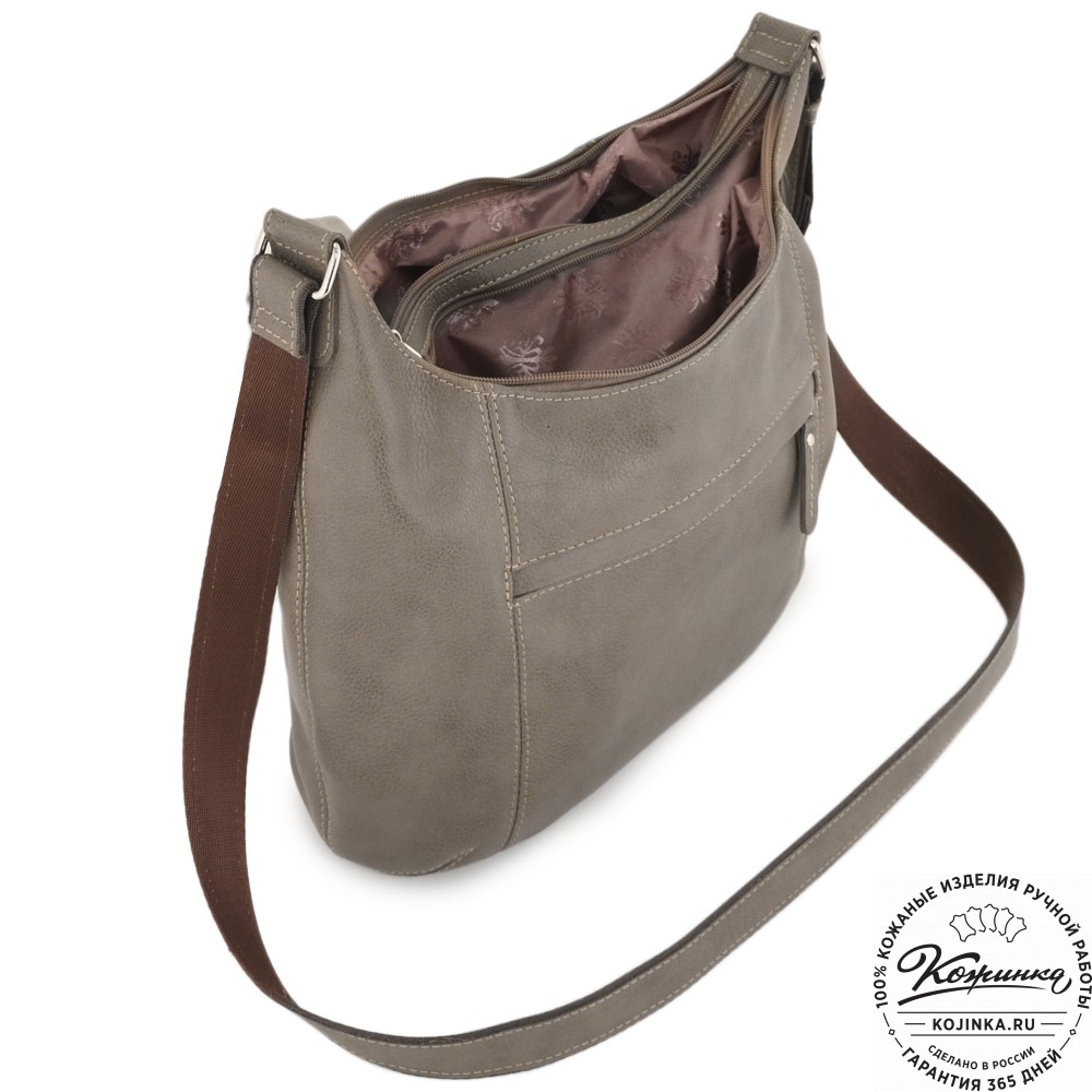 Женская кожаная сумка "Сабрина" (фактура серая)