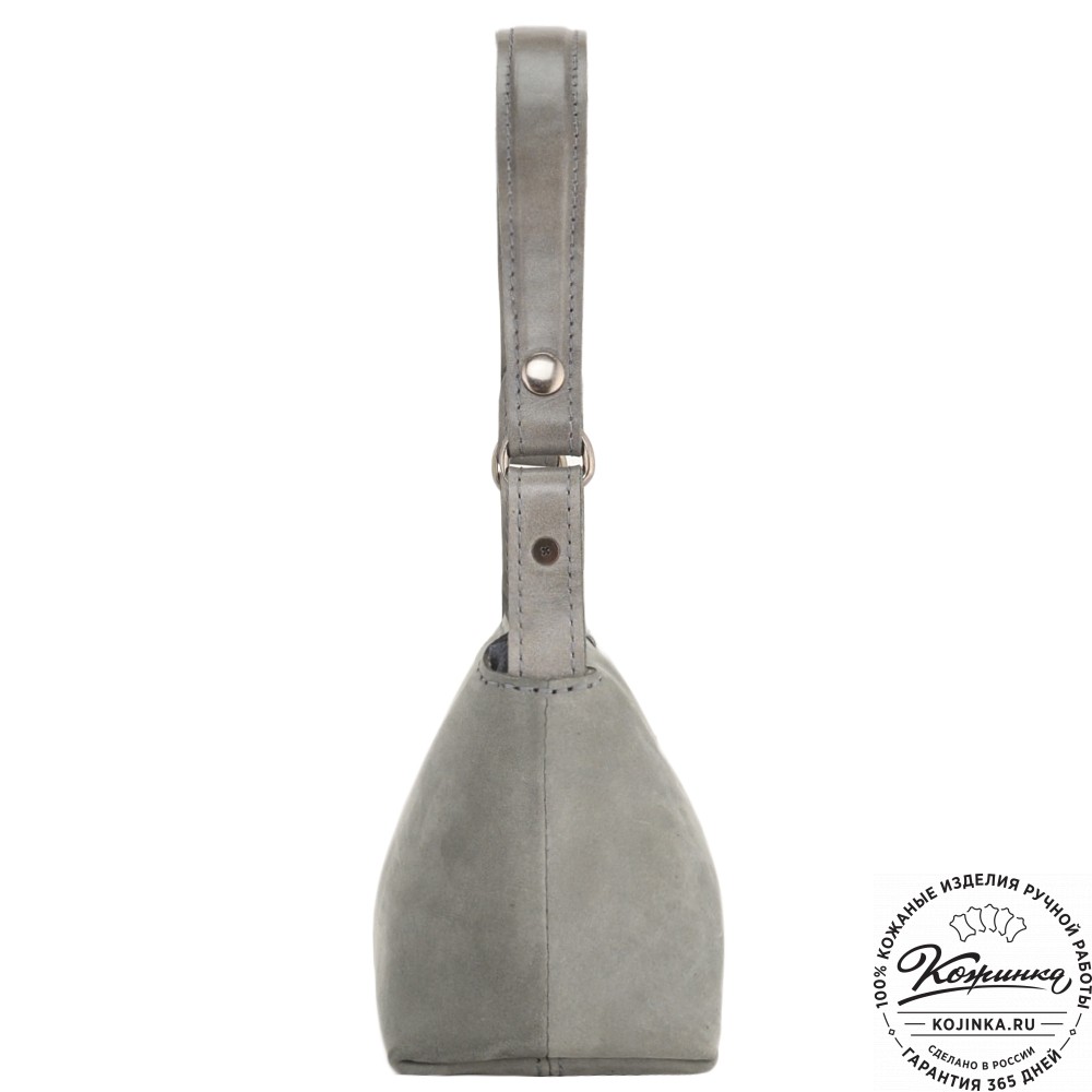Женская кожаная сумка "Анталия" с косметичкой (серая)