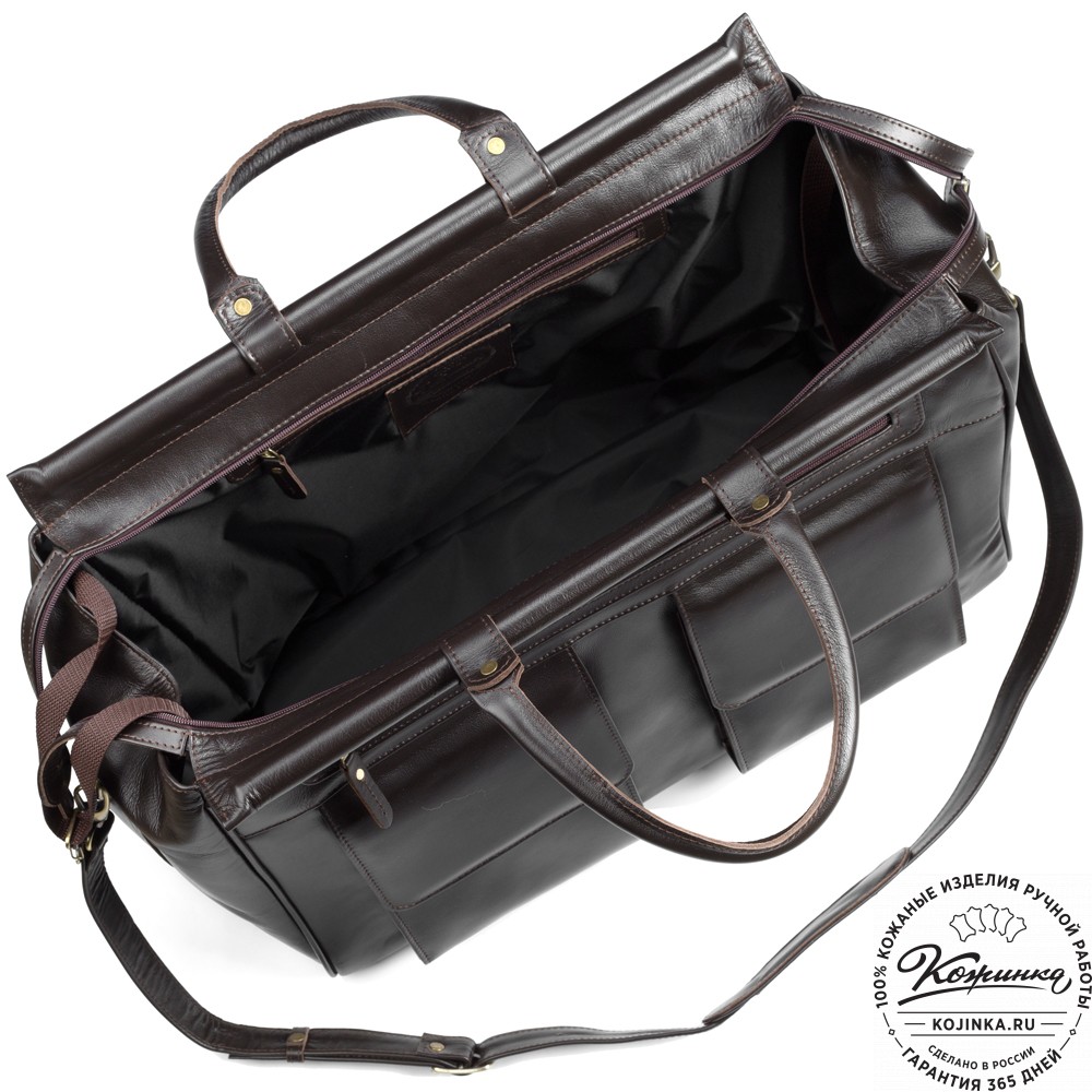 Кожаный дорожный саквояж "Бранденбург" (тёмно-коричневый)
