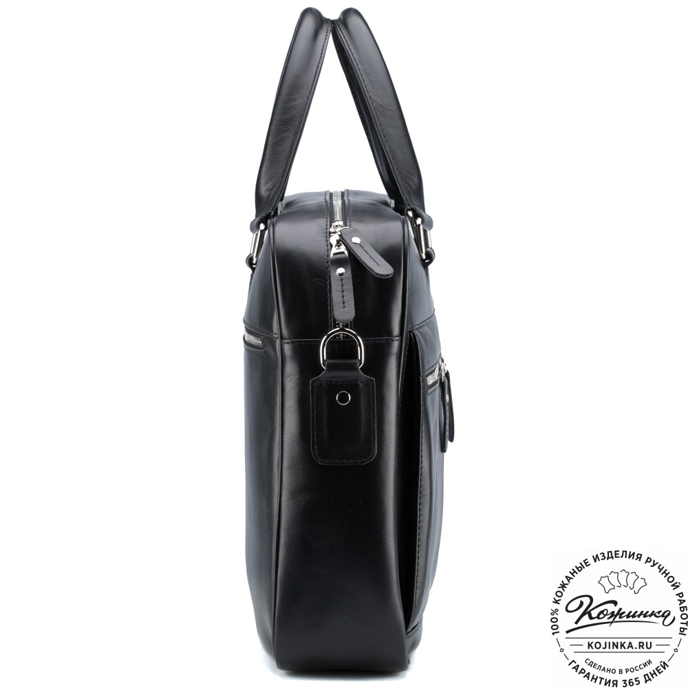 Кожаная деловая сумка "Гофман" (чёрная) 