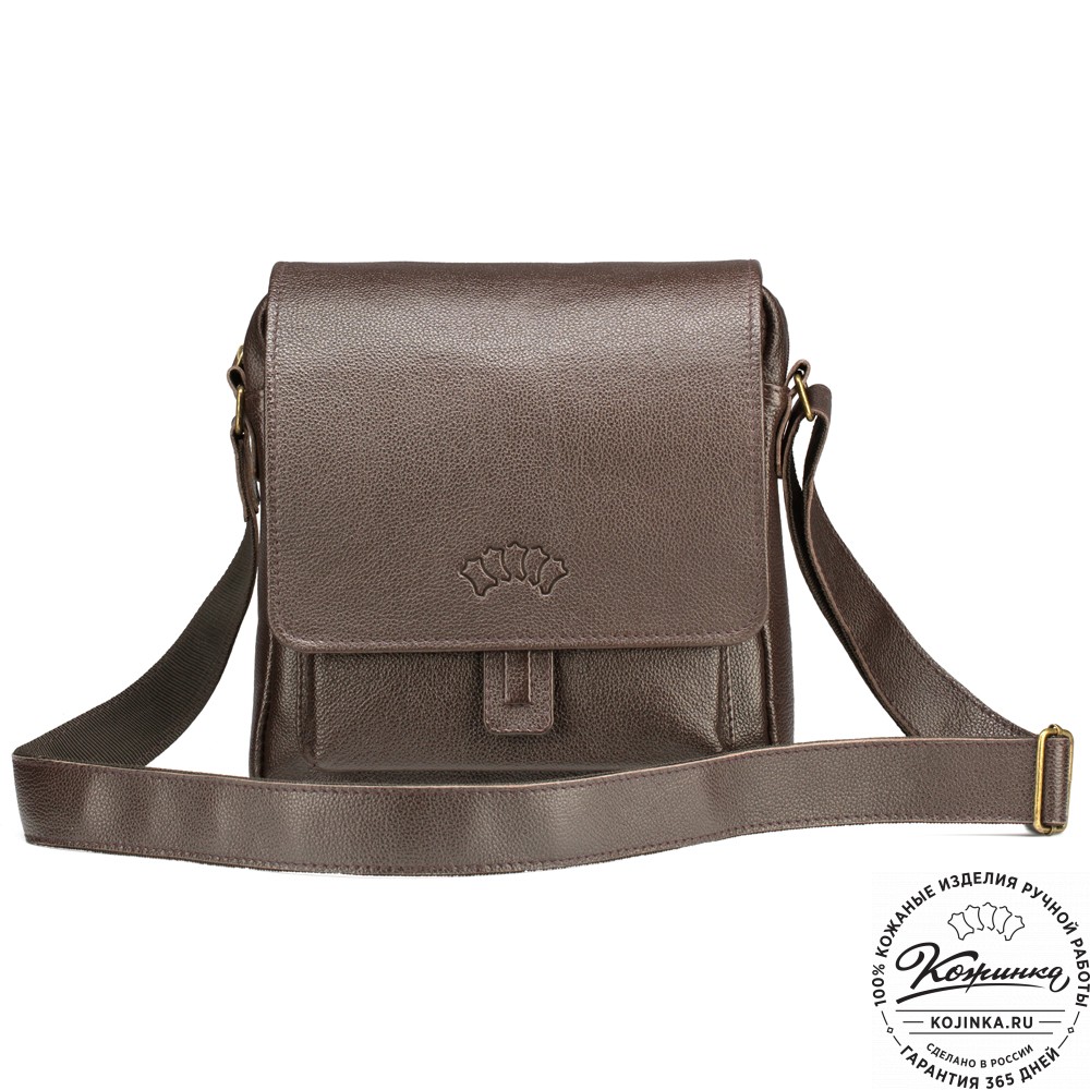Кожаная сумка через плечо "Алекс" (тёмно-коричневая) 