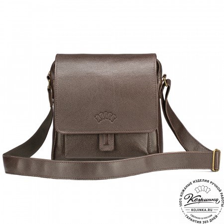 Кожаная сумка через плечо "Алекс" (тёмно-коричневая) 