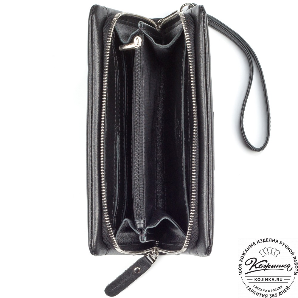 Кожаный клатч "Дарси" (чёрный гладкий)