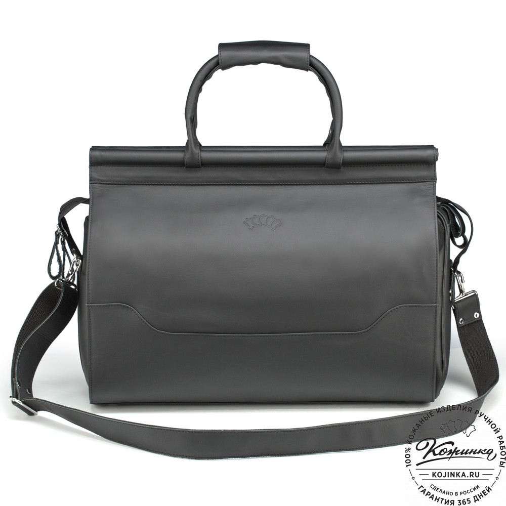 Кожаный дорожный саквояж "Гарри" (чёрный)