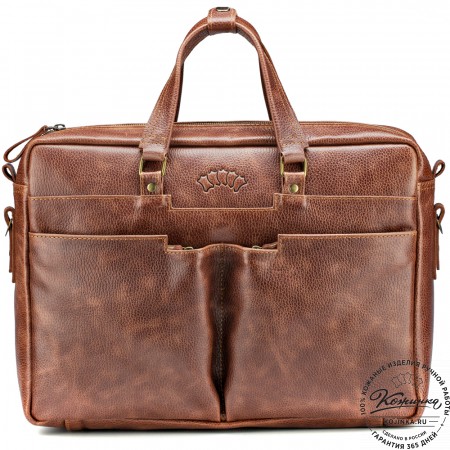 Кожаная деловая сумка "Хантер" (светло-коричневая)