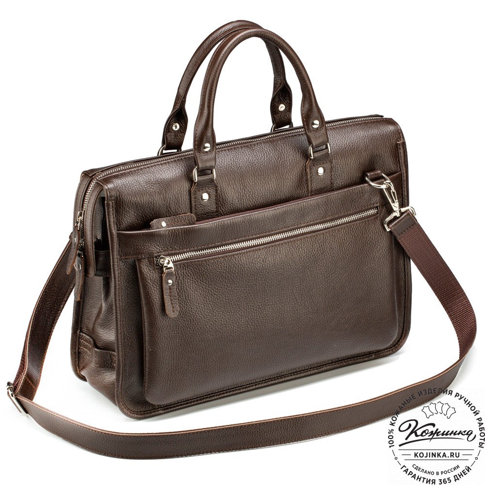 Кожаная деловая сумка "Вильямс" (тёмно-коричневая) 