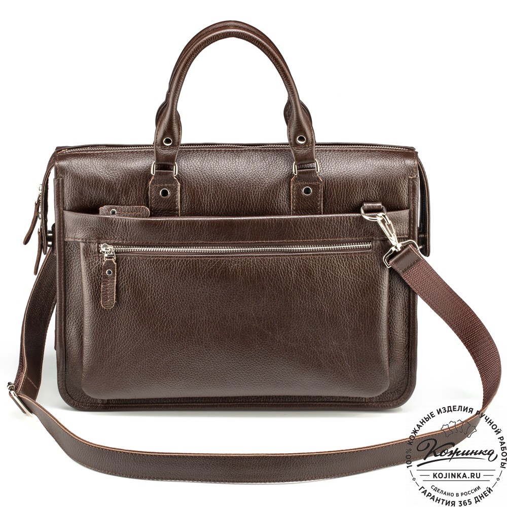 Кожаная деловая сумка "Вильямс" (тёмно-коричневая) 