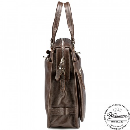 Кожаная деловая сумка "Вильямс" (тёмно-коричневая) 