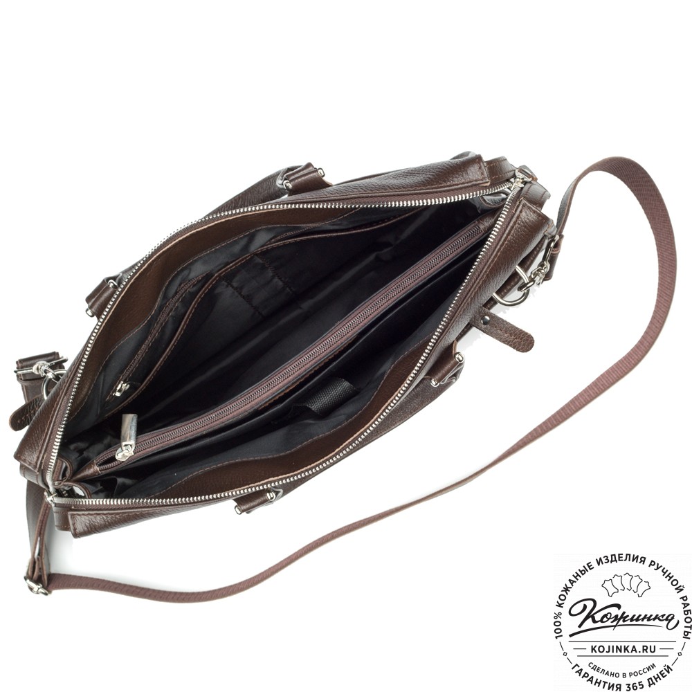 Кожаная деловая сумка "Вильямс" (тёмно-коричневая) 