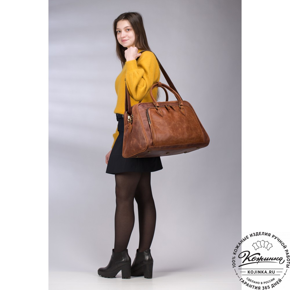 Кожаная дорожная сумка "Бруклин" (чёрная)