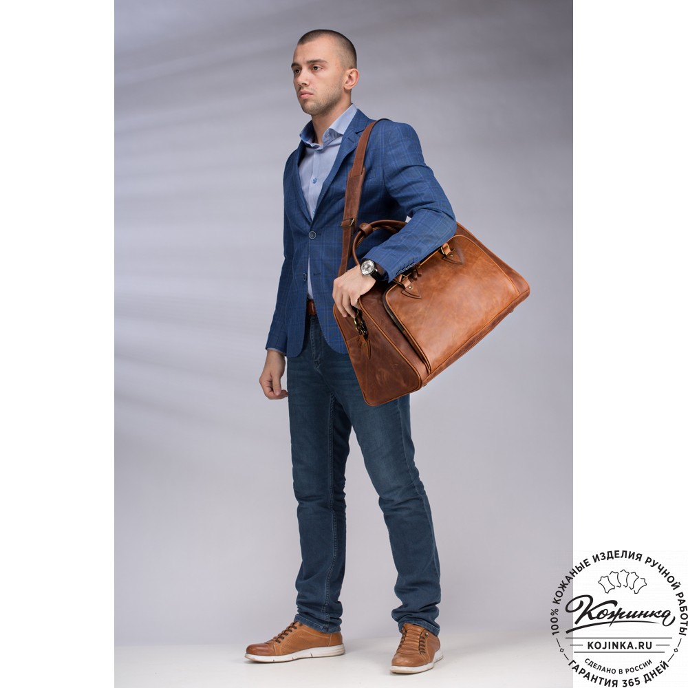 Кожаная дорожная сумка "Бруклин" (чёрная)