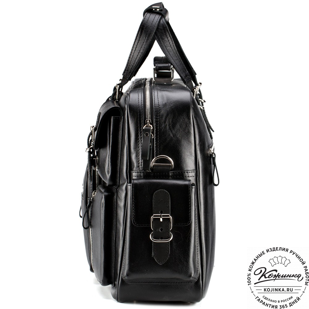 Кожаная деловая сумка для командировок  "Ричард" (чёрная)