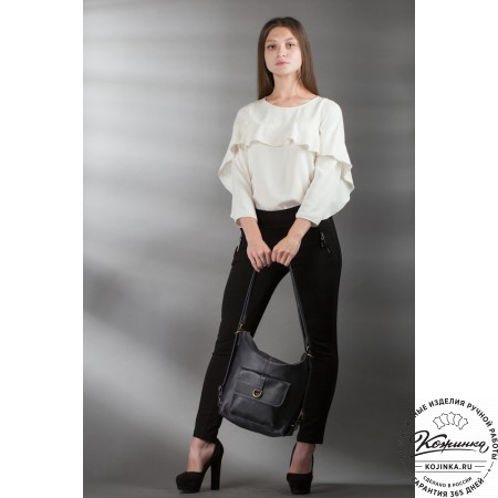 Женская кожаная сумка-рюкзак "Ника" (чёрная)