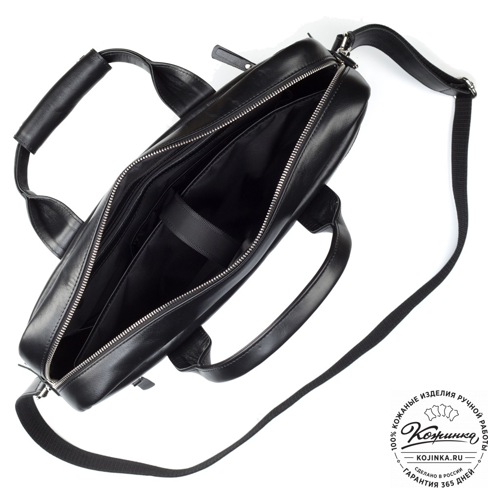 Кожаная деловая сумка "Андерсон" (чёрная) 