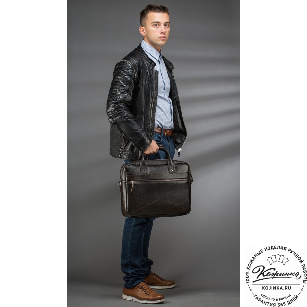 Кожаная деловая сумка "Андерсон" (коричневый крейзи)