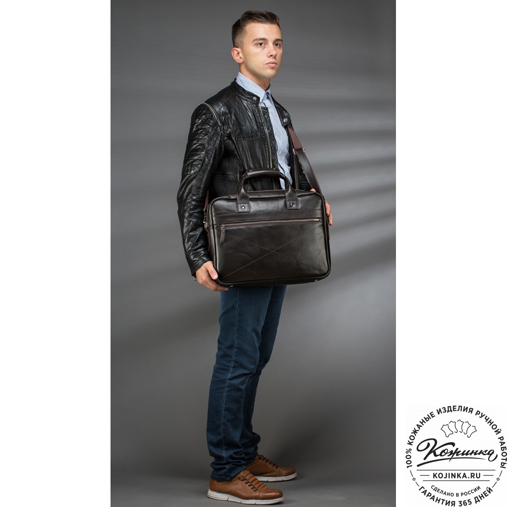 Кожаная деловая сумка "Андерсон" (коричневый крейзи)