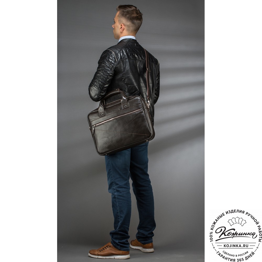Кожаная деловая сумка "Андерсон" (коричневый крейзи)