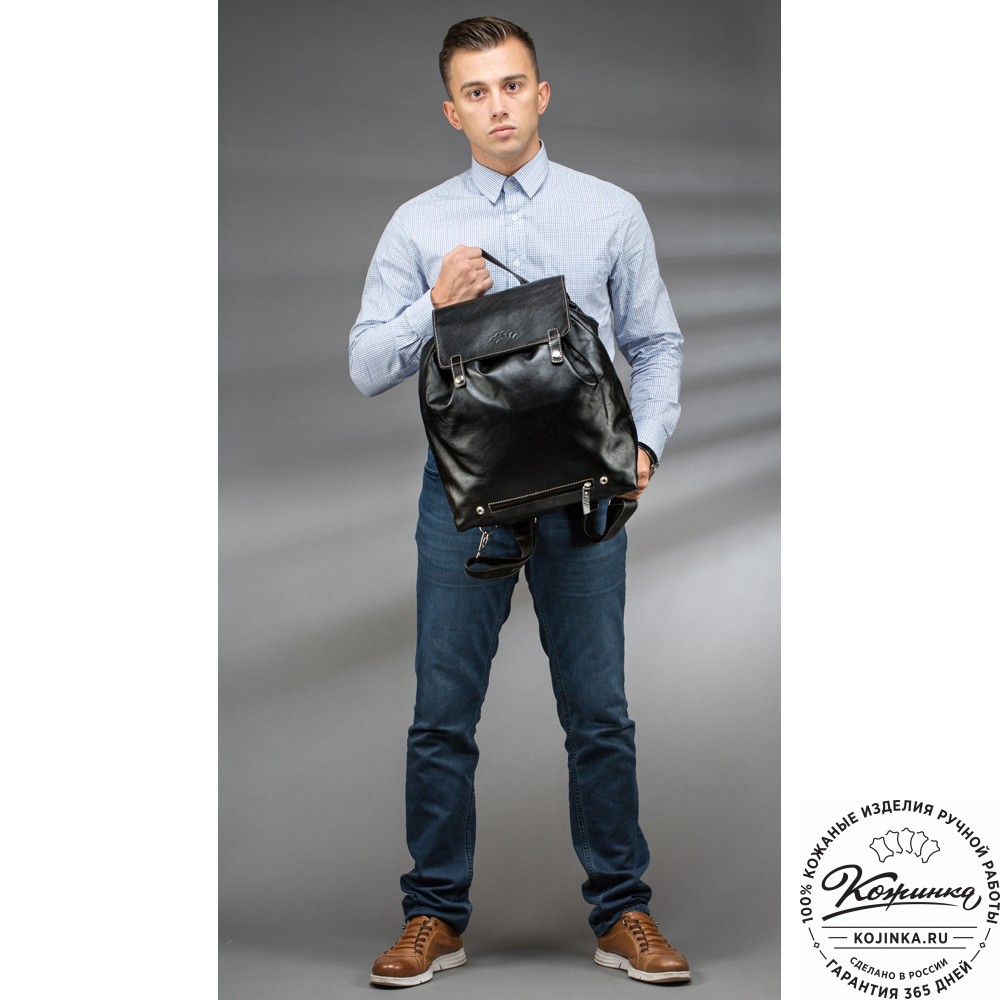 Кожаный рюкзак "Брук" (чёрный)