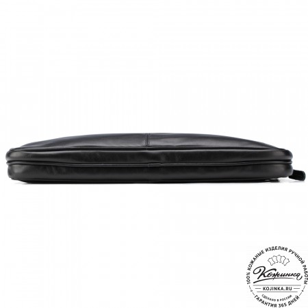 Кожаная деловая сумка "Кларк" (чёрная) 