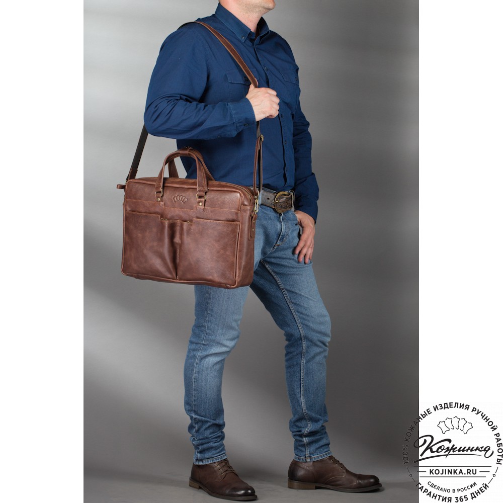 Кожаная деловая сумка "Хантер" (чёрная)