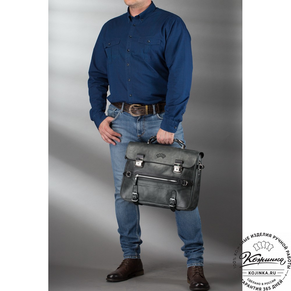 Кожаный портфель "Сталкер" (черный антик)