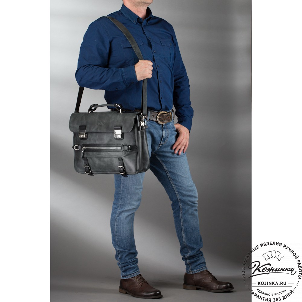 Кожаный портфель "Сталкер" (черный антик)