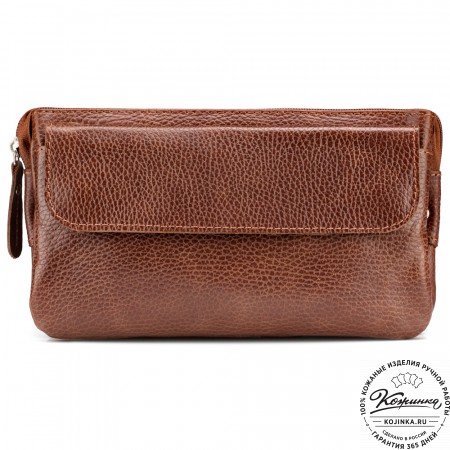Кожаная сумка на пояс "Юнис" (светло-коричневая) 