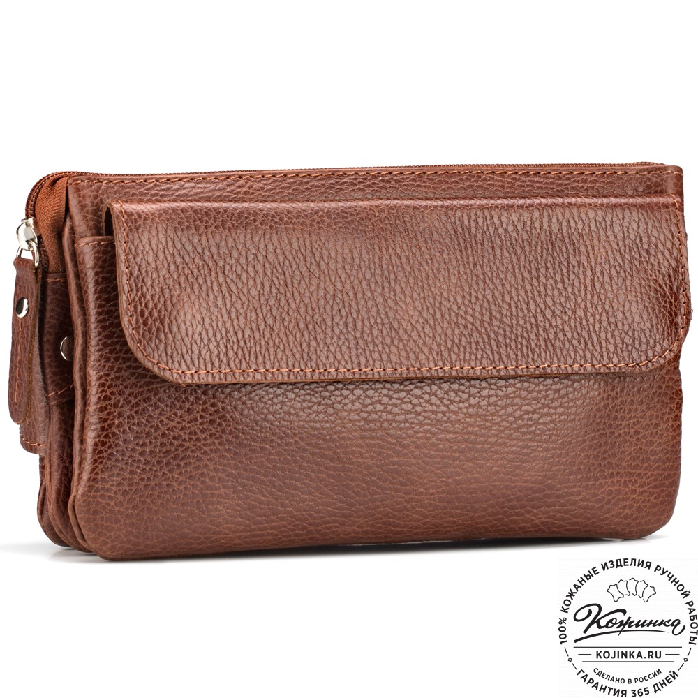 Кожаная сумка на пояс "Юнис" (светло-коричневая) 