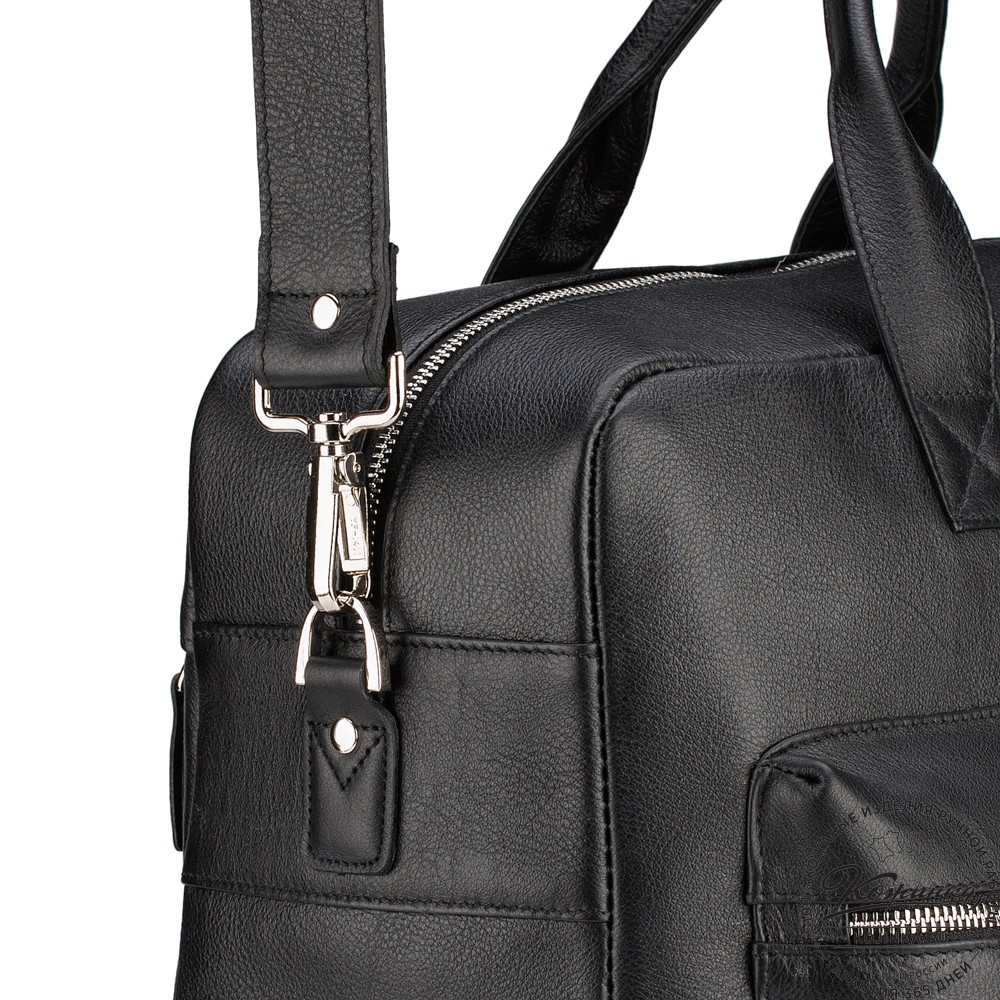 Кожаная деловая сумка "Райли" (чёрная) 