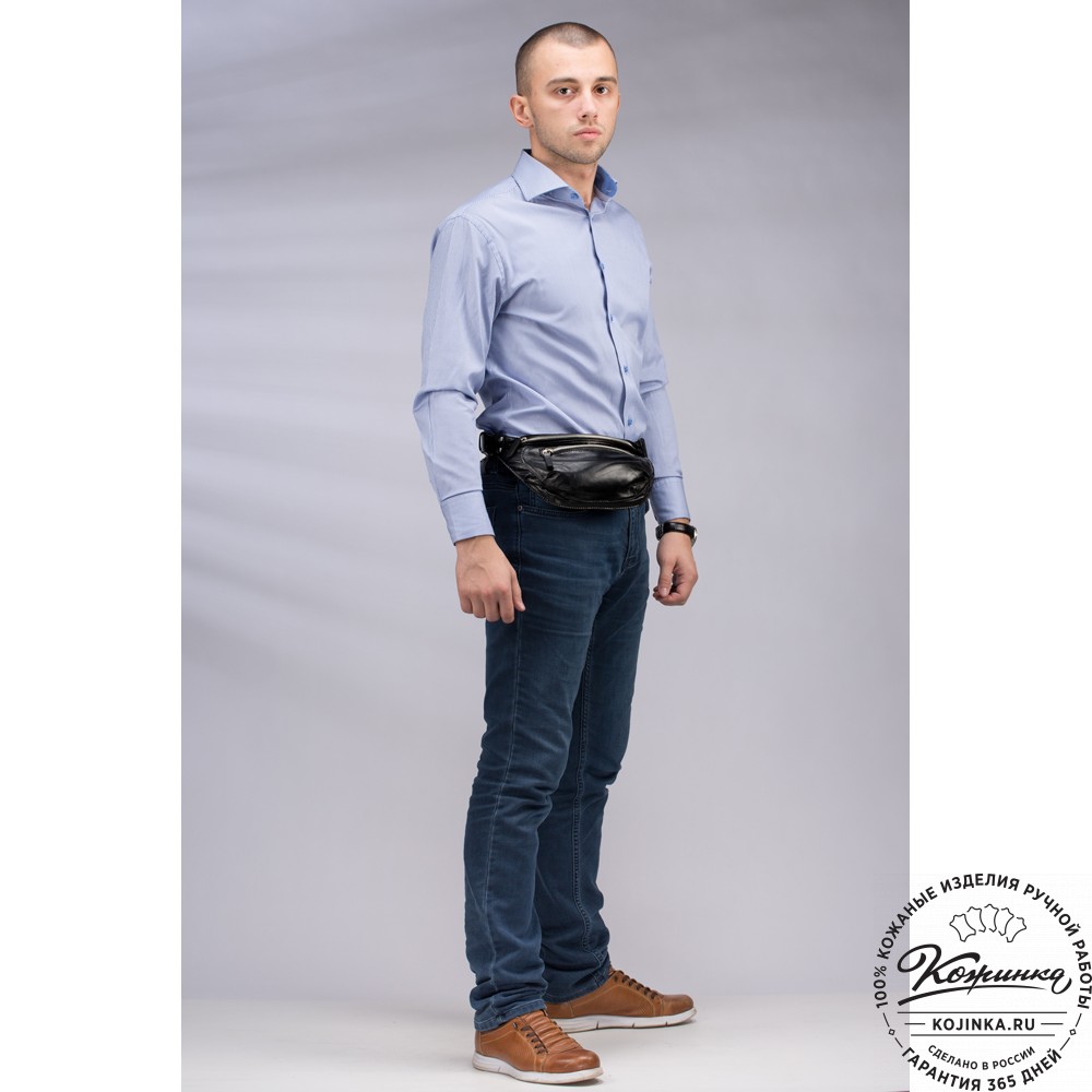 Кожаная сумка на пояс "Рики" (олива)