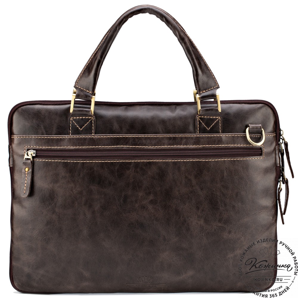 Кожаная деловая сумка "Ральф" (тёмно-коричневый антик) 