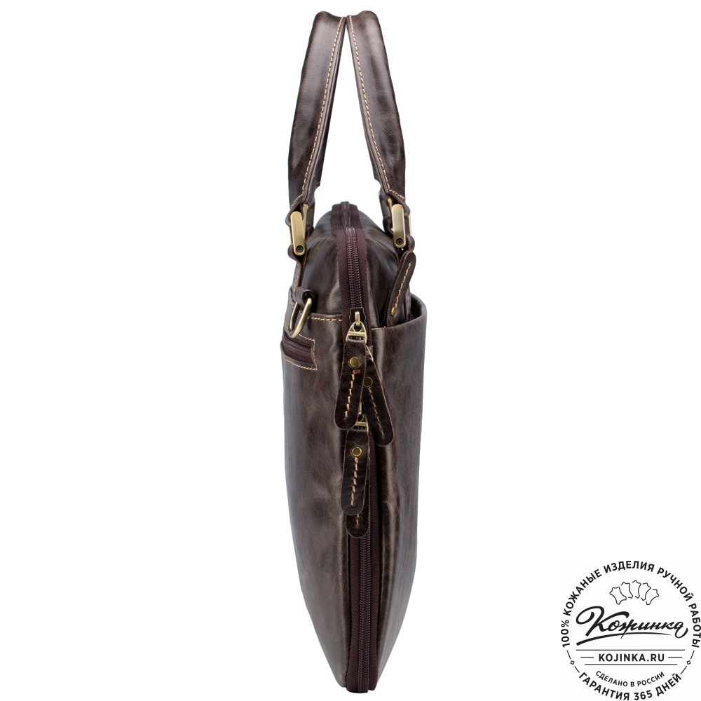 Кожаная деловая сумка "Ральф" (тёмно-коричневый антик) 