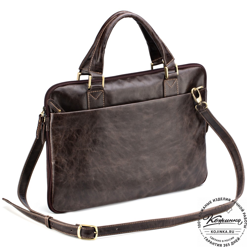 Кожаная деловая сумка "Ральф" (тёмно-коричневый антик) 