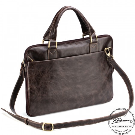 Кожаная деловая сумка "Ральф" (тёмно-коричневый антик) 
