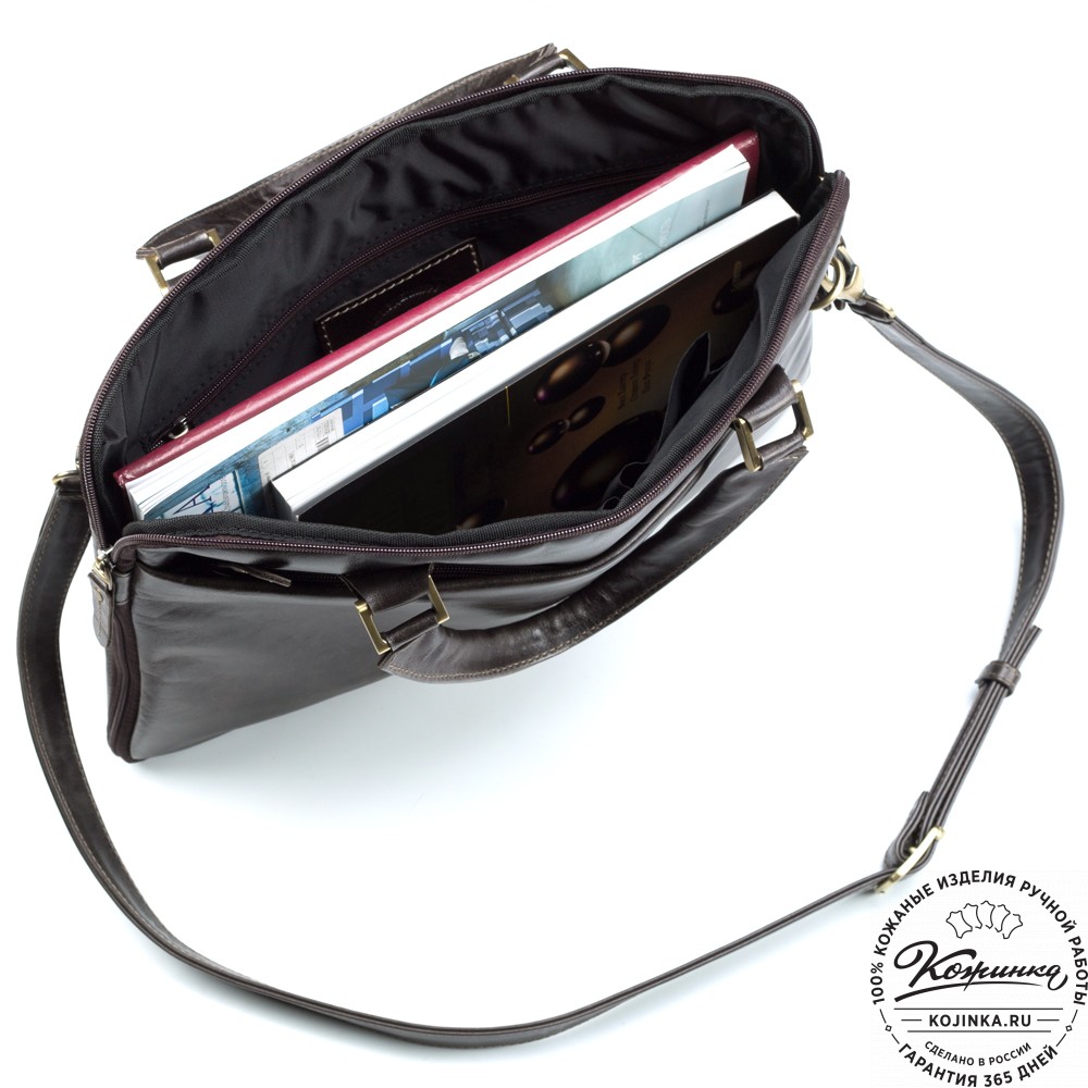 Кожаная деловая сумка "Ральф" (тёмно-коричневый антик) 