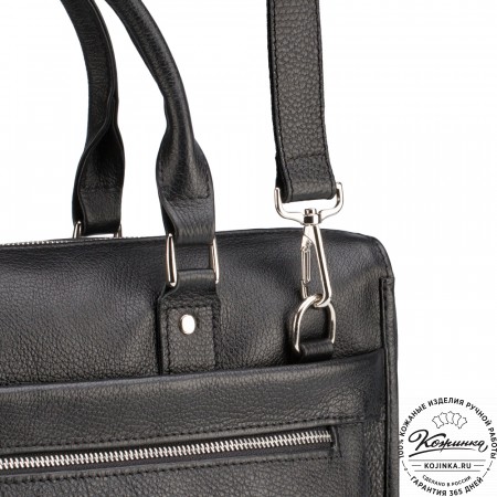 Кожаная деловая сумка "Вильямс" (чёрная) 