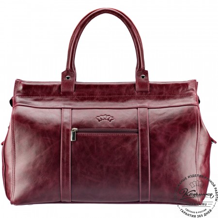 Кожаный городской саквояж "Фостер" (бордовый антик)