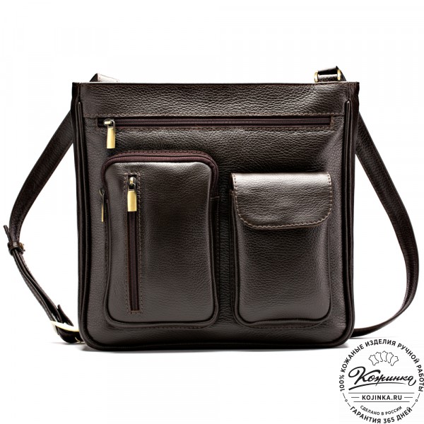 Кожаная сумка "Боб" (коричневая). фото 1