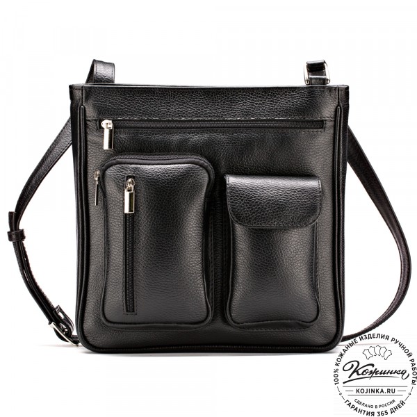 Кожаная сумка "Боб" (чёрная). фото 1