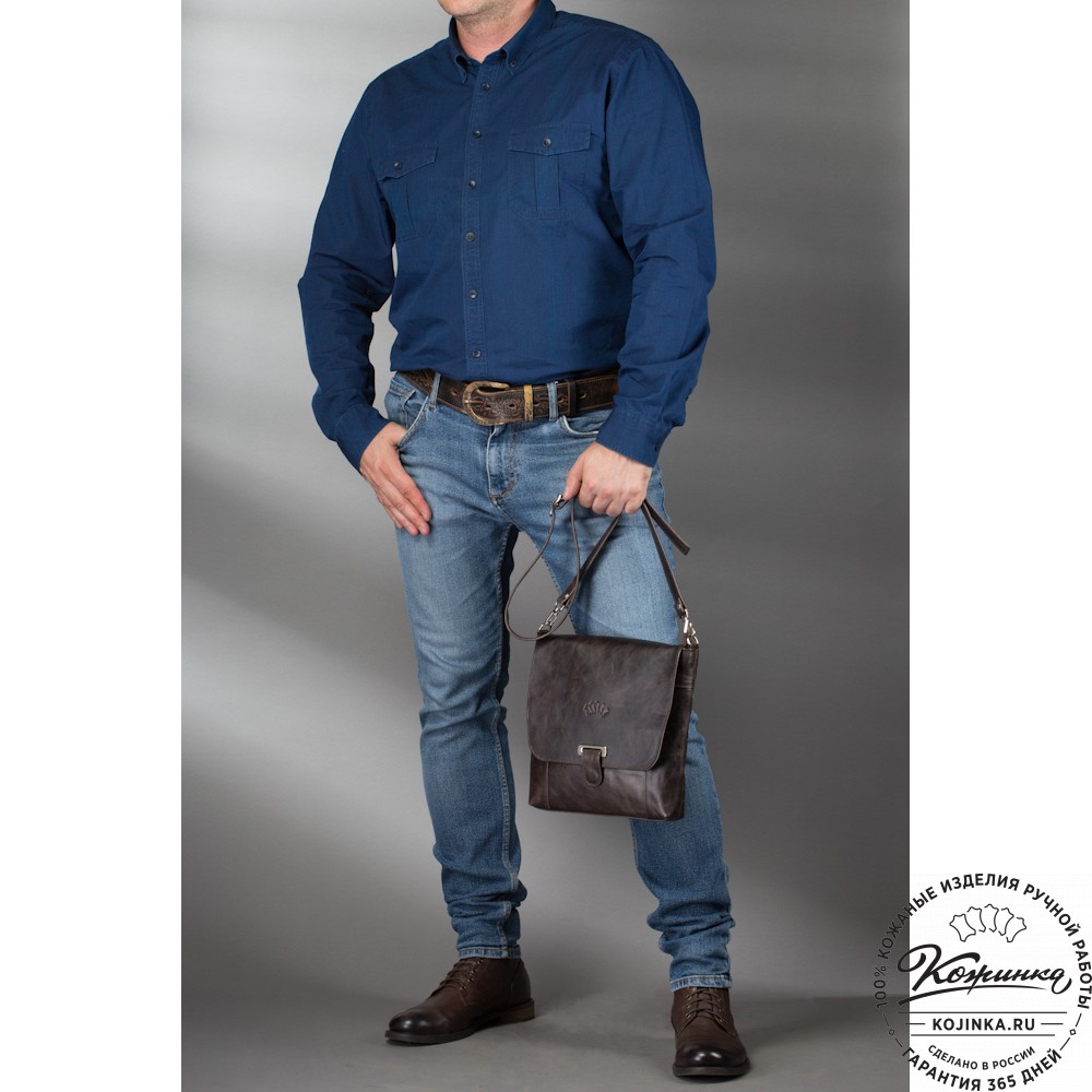 Кожаная сумка "Дуглас" (чёрная)