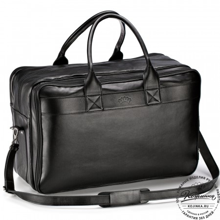 Кожаная дорожная сумка с портпледом "Дилан" (чёрная) 