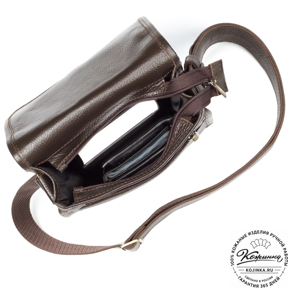 Кожаная сумка "Митчел мини" (тёмно-коричневая)