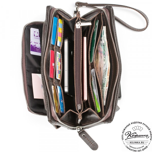 Кожаный клатч "Грэгори" (коричневый) . фото 1