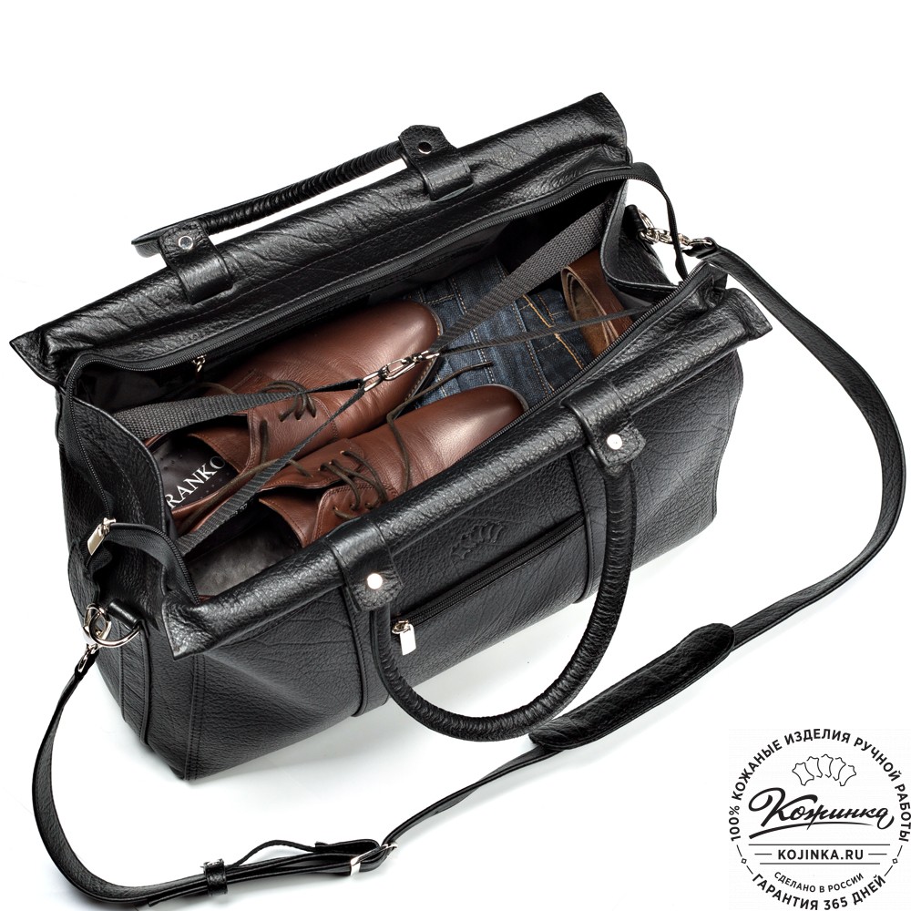 Кожаный городской саквояж "Фостер" (чёрный)